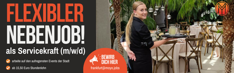 Nebenjob: Eventkellner (m/w/d) im Raum Frankfurt am Main