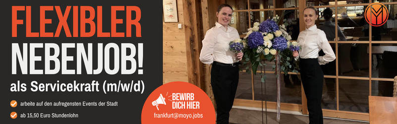 Nebenjob: Bedienung (m/w/d) im Raum Frankfurt am Main